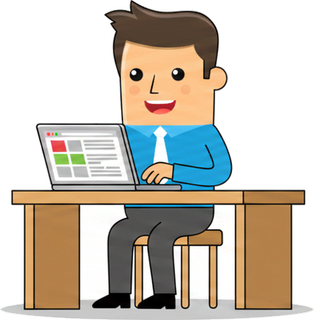 Mascotte met laptop