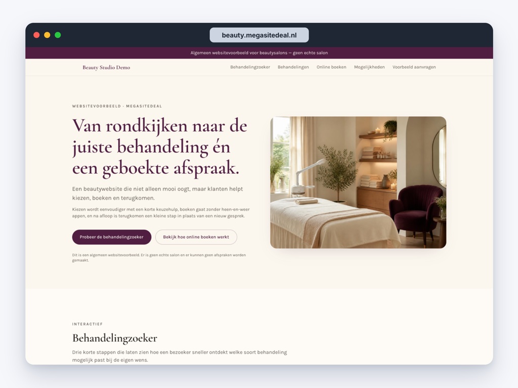 Voorbeeldontwerp voor een beautysalon