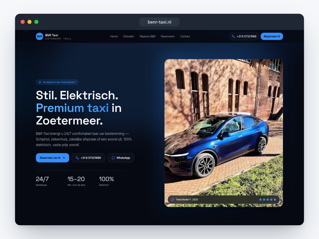 Voorbeeldwebsite B&R Taxi Zoetermeer