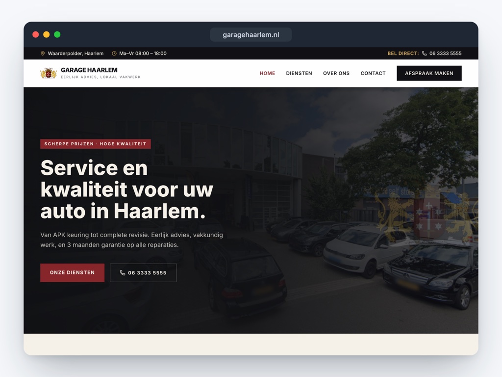 Voorbeeldwebsite Garage Haarlem